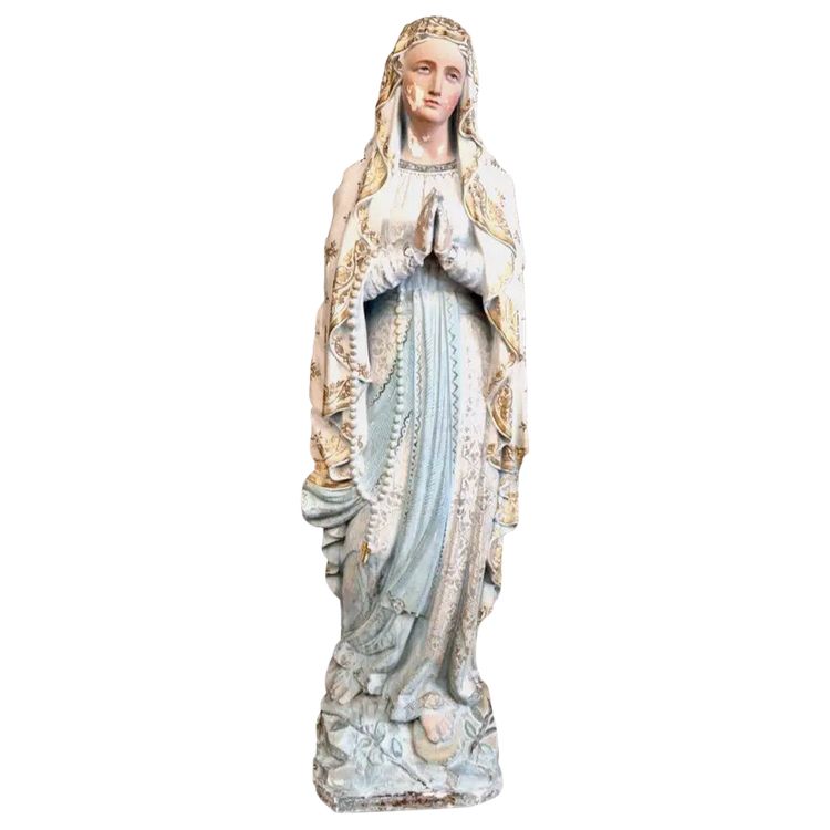 Life-Size Antique Religious Statue of Mary of Lourdes