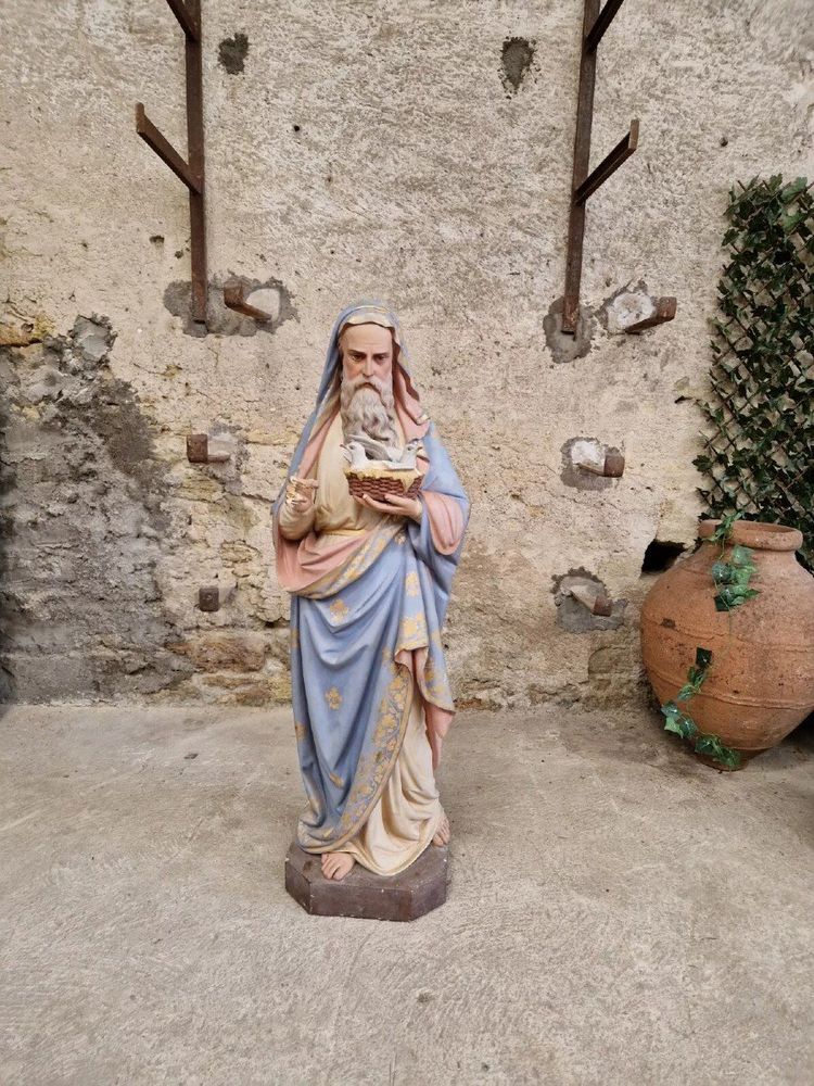 Antike lebensgroße religiöse Statue des Heiligen Joaquin, französische Kirchenskulptur