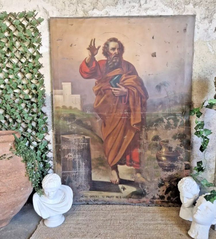 Enorme dipinto a olio del XVIII secolo raffigurante San Mattia Apostolo