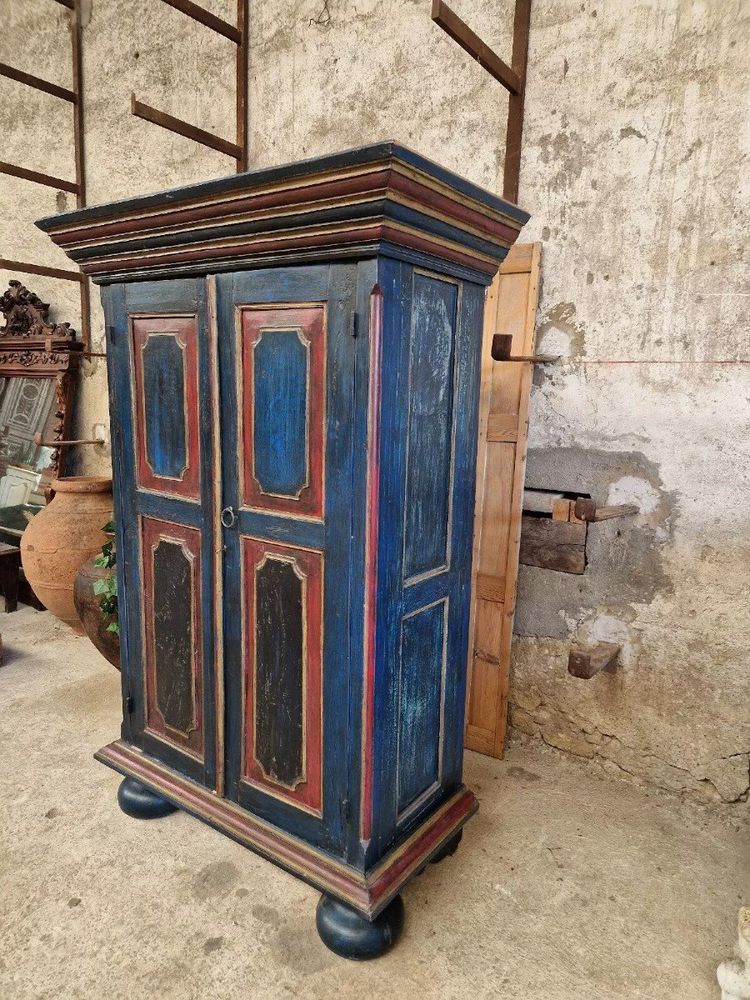 Antique German Painted Colonial Armoire