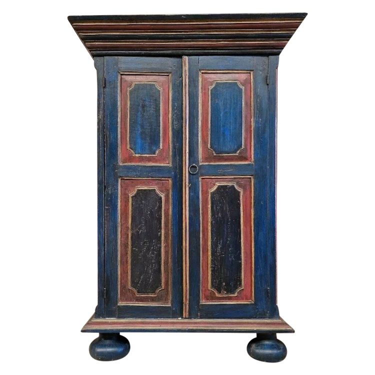 Antique German Painted Colonial Armoire