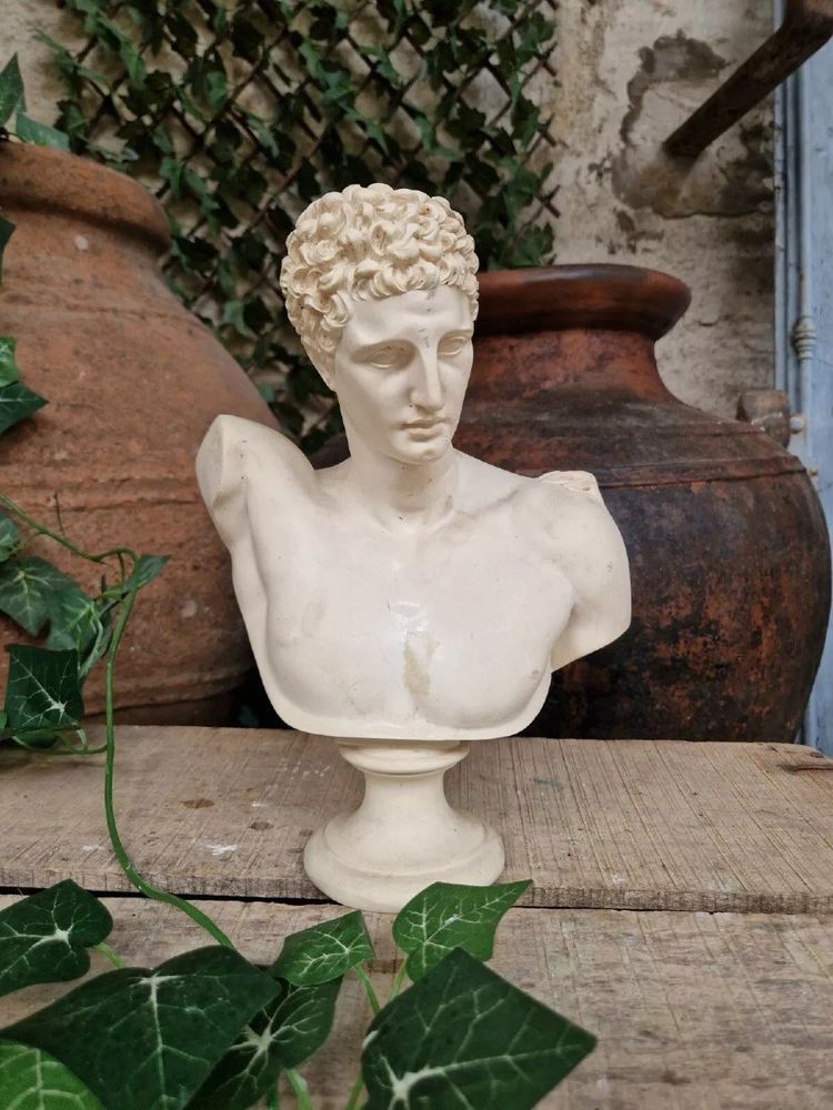 Antique Bust of Hermes in Sculpted Alabaster of French Origin