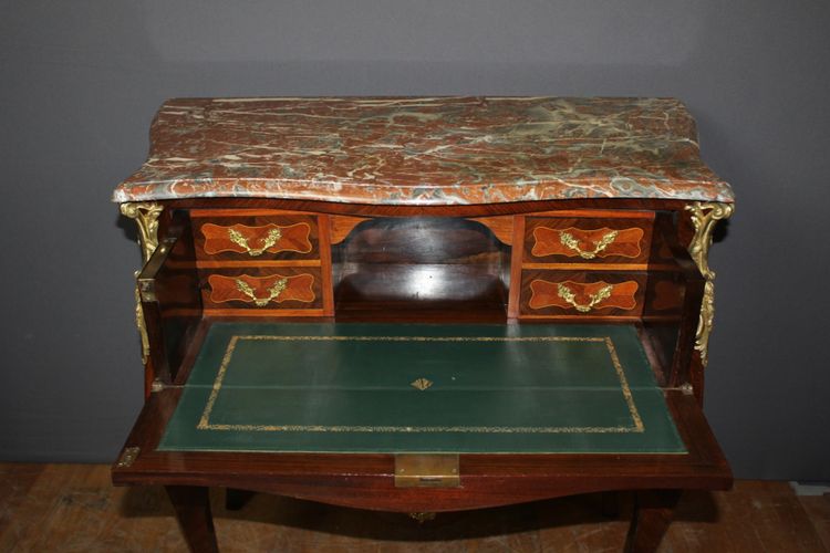 Commode Secrétaire De Style Louis XV En Marqueterie Fin XIX