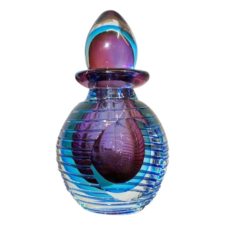 Murano glass sunken vase 1970s Flavio Poli . H 17 Perfume holder .