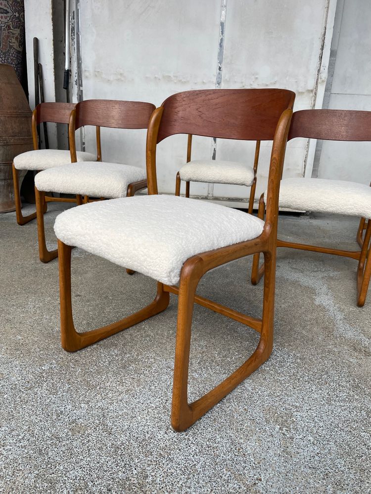 Baumann - Suite Of 6 Chairs Model Sledge Circa 1960