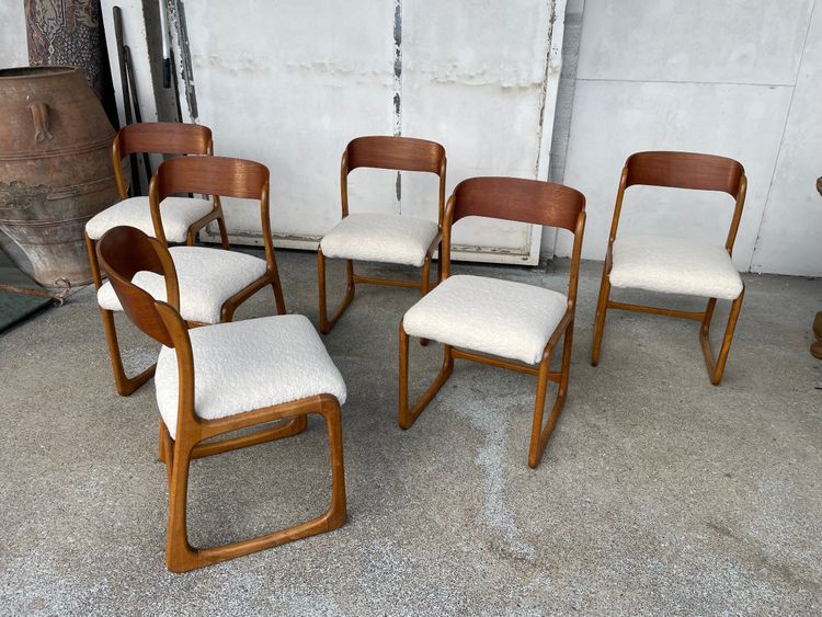 Baumann - Suite Of 6 Chairs Model Sledge Circa 1960