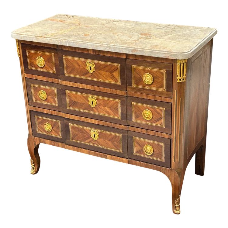 Commode D’époque Transition En Marqueterie Estampillée L Boudin (1735-1804)