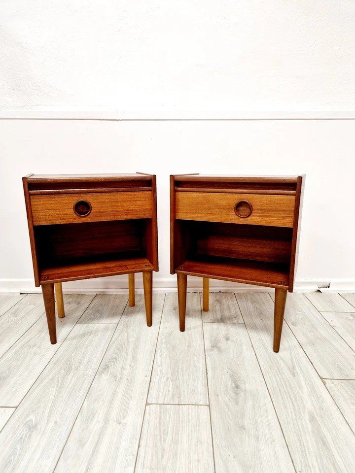 A Pair of Mid-Century Teak Bedside Cabinets