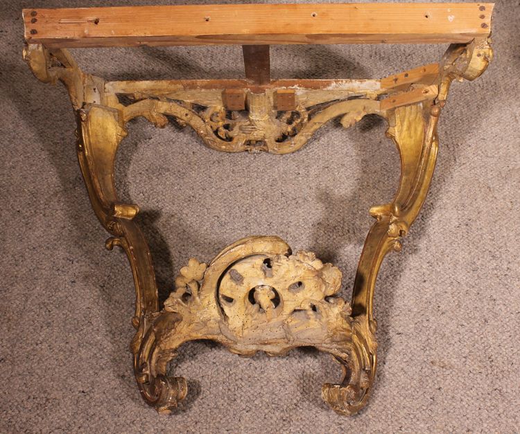 Consolle d'epoca Luigi XV in legno dorato