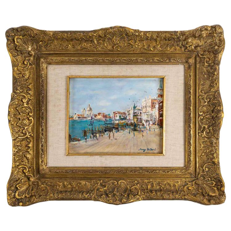 Serge Belloni (1925-2005), Venice Riva degli Schiavoni, oil on wood, circa 1970