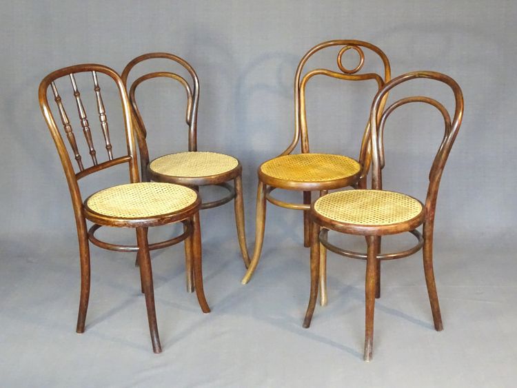 Set di 4 sedie da bistrot in canna, 1905-1925, Kohn, Turpe , Hofmann .