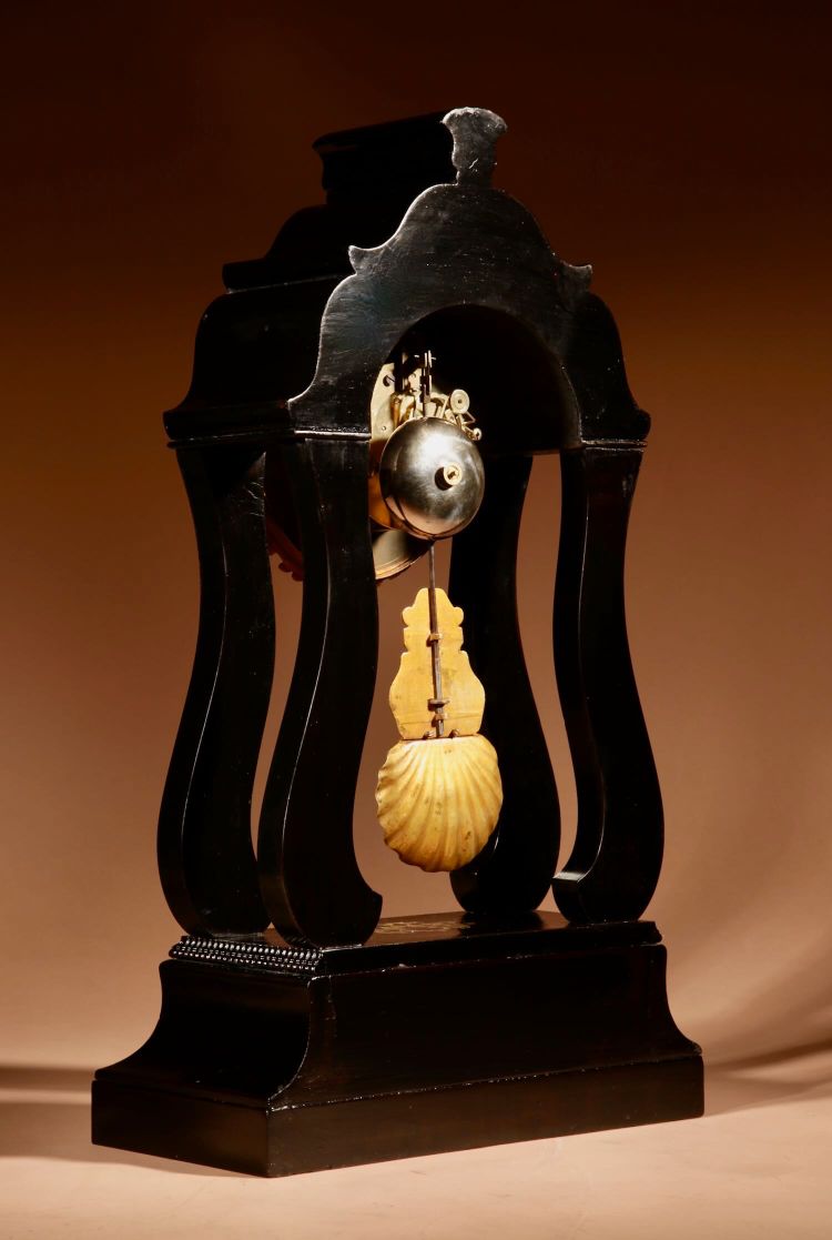 French portico-style "Boulle" mantel clock, circa 1870.