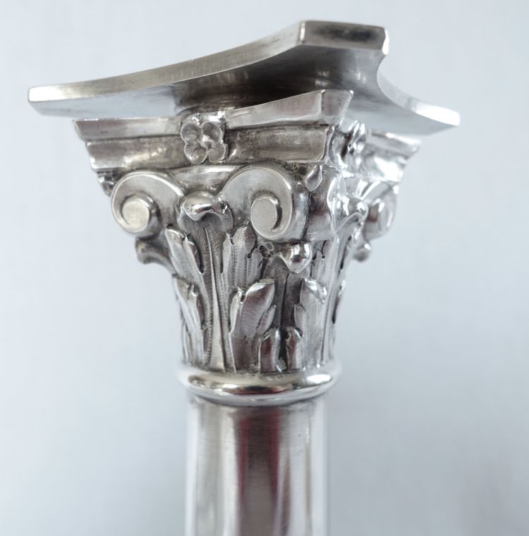 Suite of 4 Empire period solid silver candlestick torches - Coq hallmark