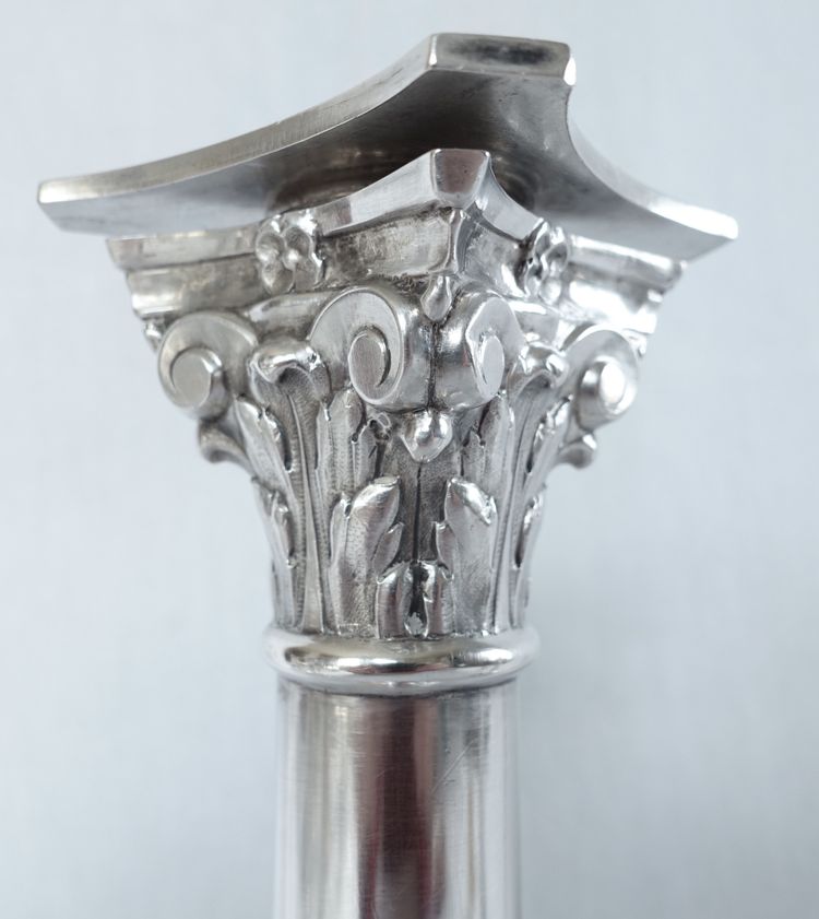 Suite of 4 Empire period solid silver candlestick torches - Coq hallmark