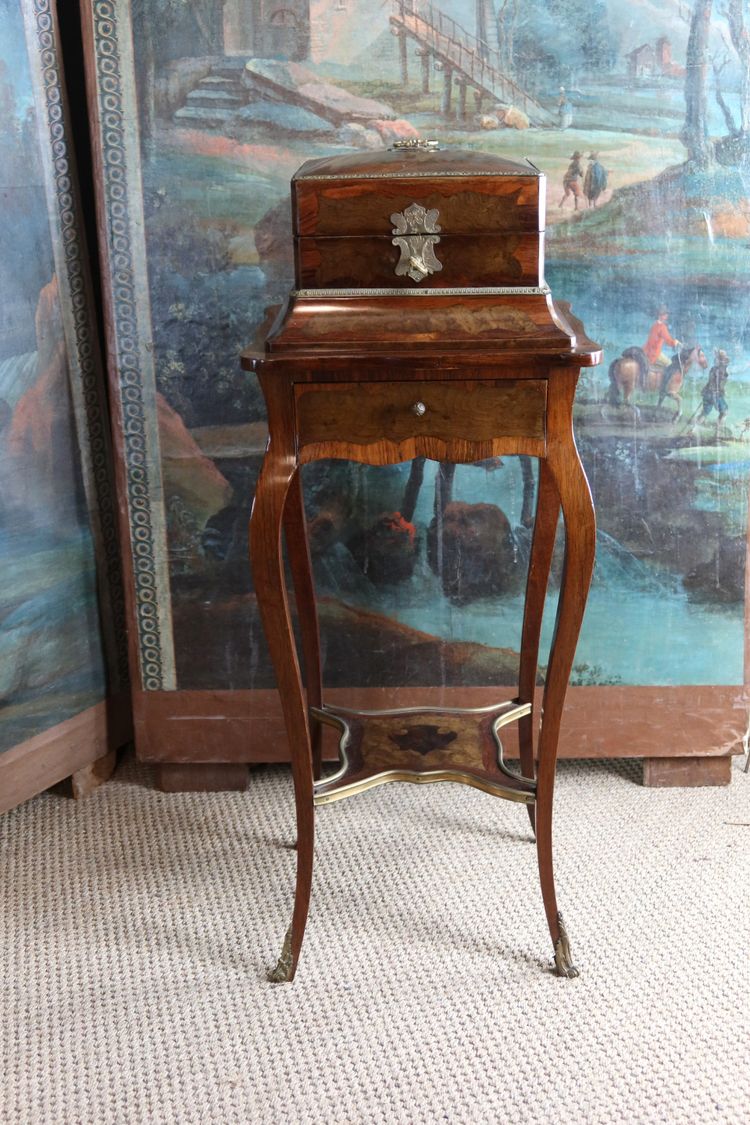 Jewelry box on its table, 19th century