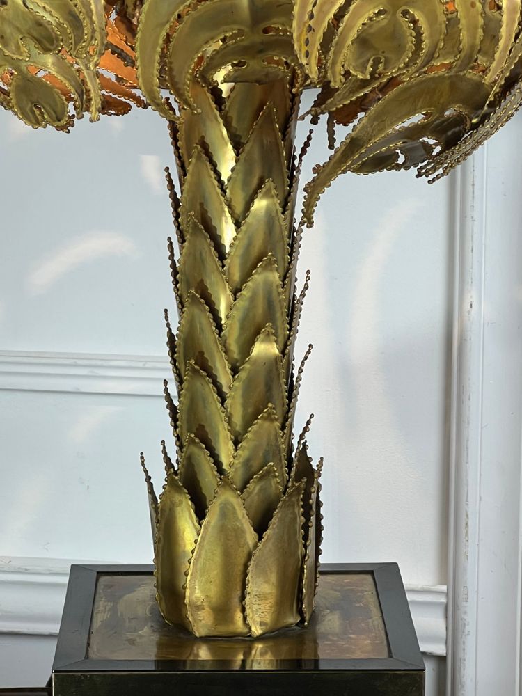 LARGE CHRISTIAN TECHOUEYRES PALM TREE LAMP FOR MAISON JANSEN FROM THE 70S