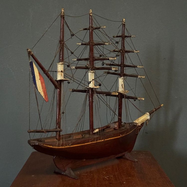 Maquette de bateau français trois-mâts XIXe Cancale