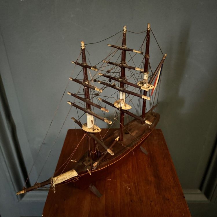 Maquette de bateau français trois-mâts XIXe Cancale