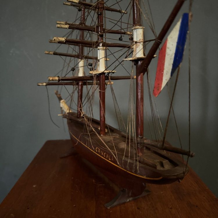 Maquette de bateau français trois-mâts XIXe Cancale