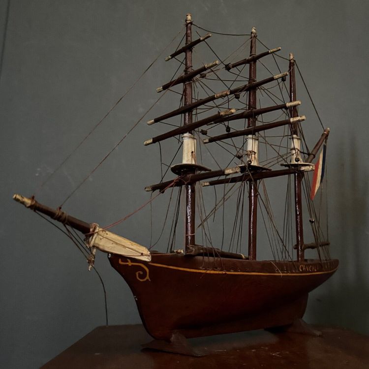 Maquette de bateau français trois-mâts XIXe Cancale