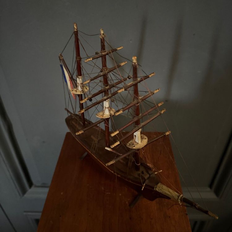 Maquette de bateau français trois-mâts XIXe Cancale