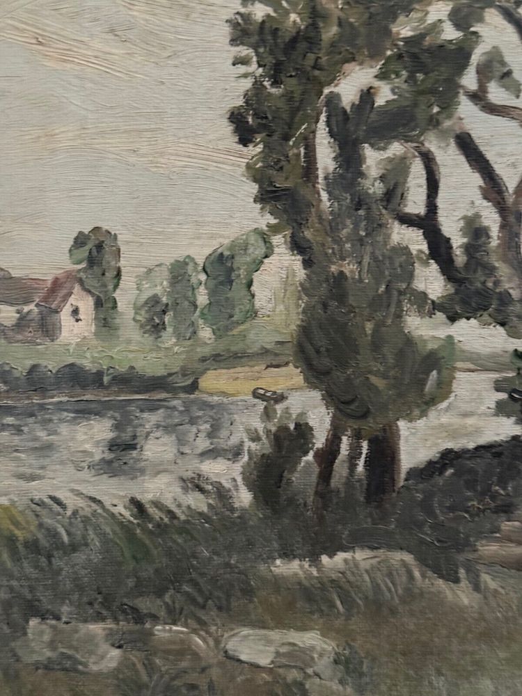 Öl auf Leinwand, Landschaft mit Vendée-Korb von C. Bonno 1949