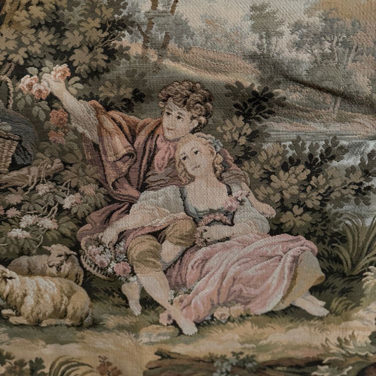 20th century Aubusson tapestry, romantic decor