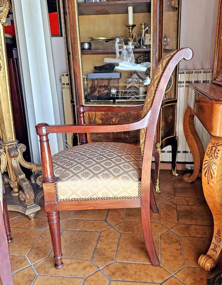 Directoire armchairs, mahogany, reversed back, circa 1800