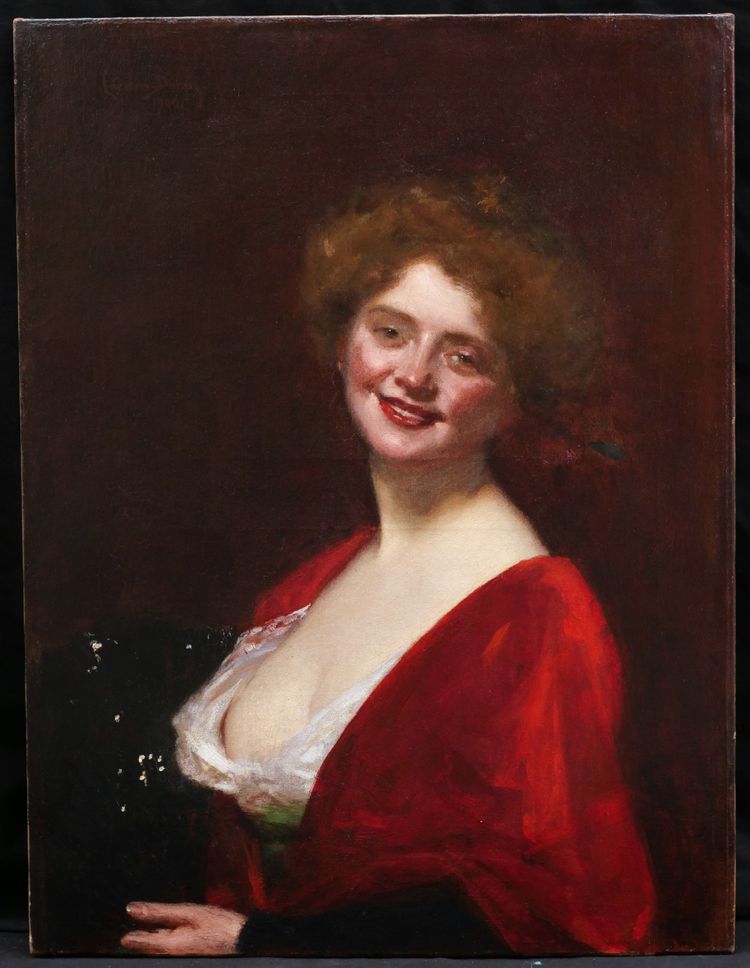 Charles Émile Auguste DURAND, dit CAROLUS-DURAN, Portrait de jeune femme souriant en décolleté