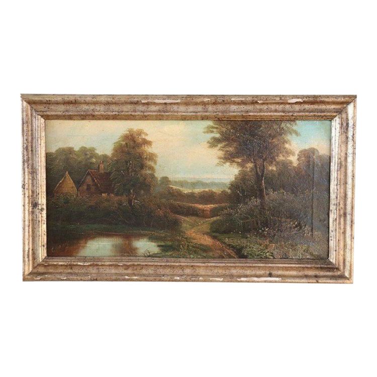 English Landscape, Oil Painting on Canvas, 19th Century