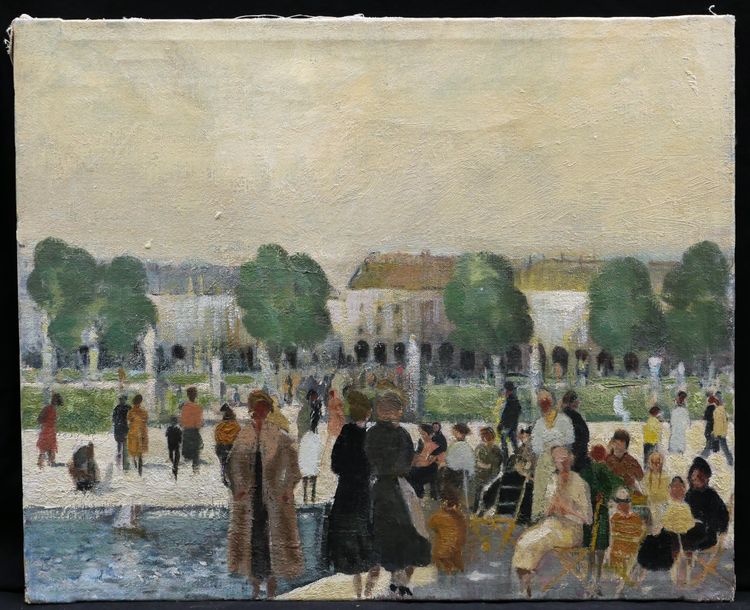 Attribué à Élie Anatole PAVIL, Le Parc des Tuileries animé