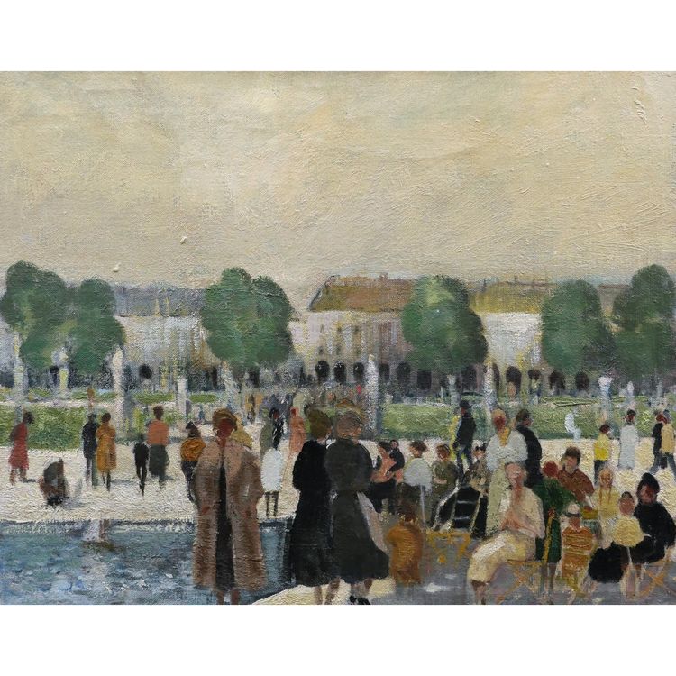 Attribué à Élie Anatole PAVIL, Le Parc des Tuileries animé