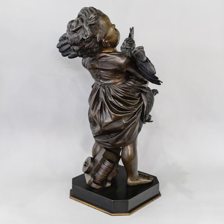 Sculpture - L'Enfant Au Coq , Adriano CECIONI (1838-1886) - Bronze