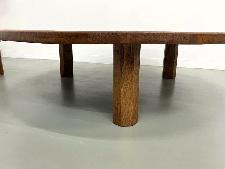 Pair of large modernist tripod coffee tables