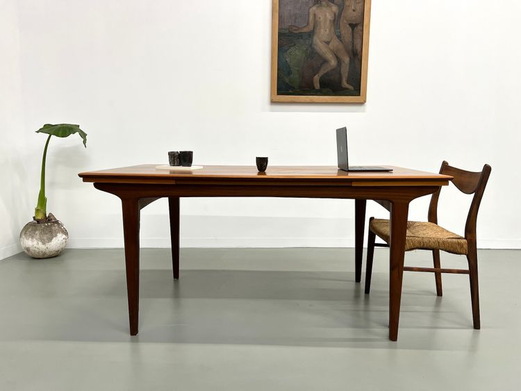 Scandinavian teak dining table, extendable