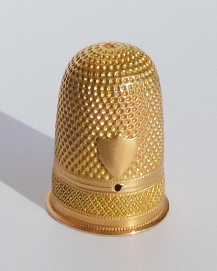 Shagreen Thimble Holder Box with Solid Gold Thimble Late 18th Early 19th Century