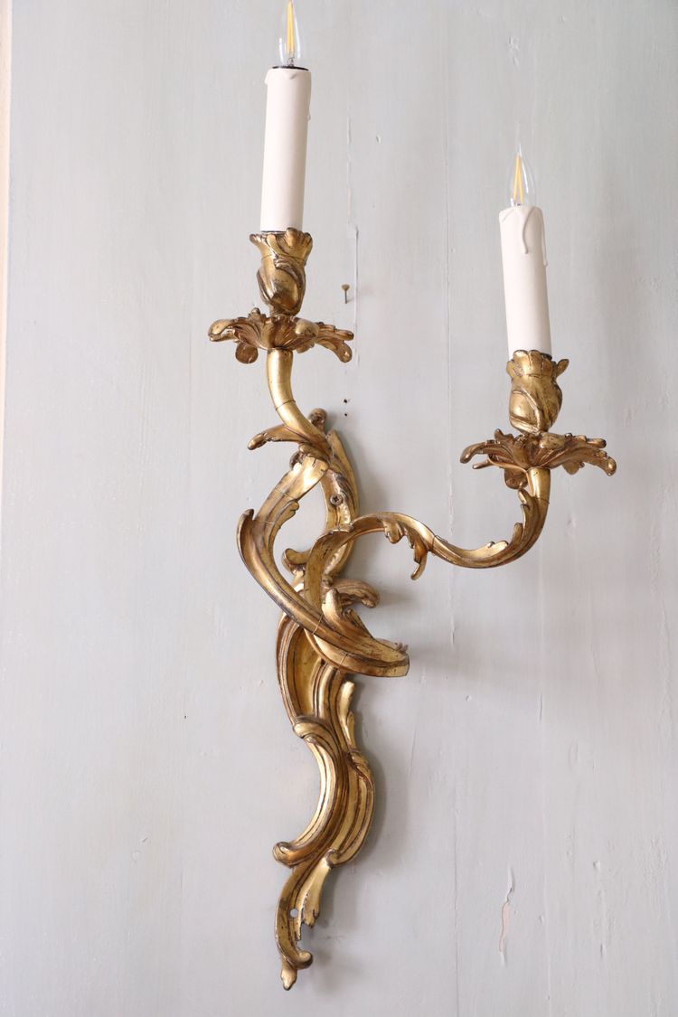 Pair of Louis XV gilt bronze wall lights