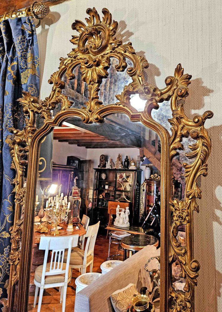 Large Gilded Mirror with St Louis XV Glazing Beads