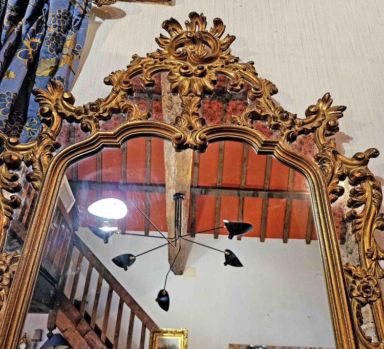 Large Gilded Mirror with St Louis XV Glazing Beads