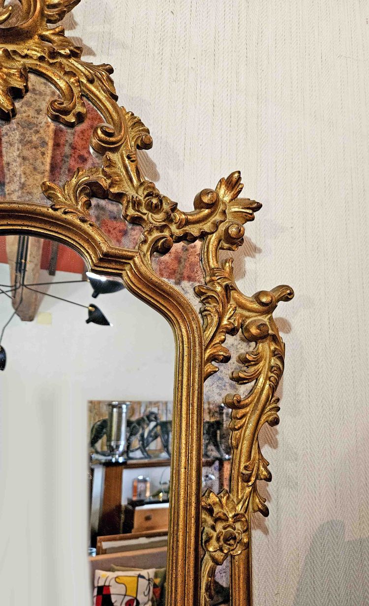 Large Gilded Mirror with St Louis XV Glazing Beads