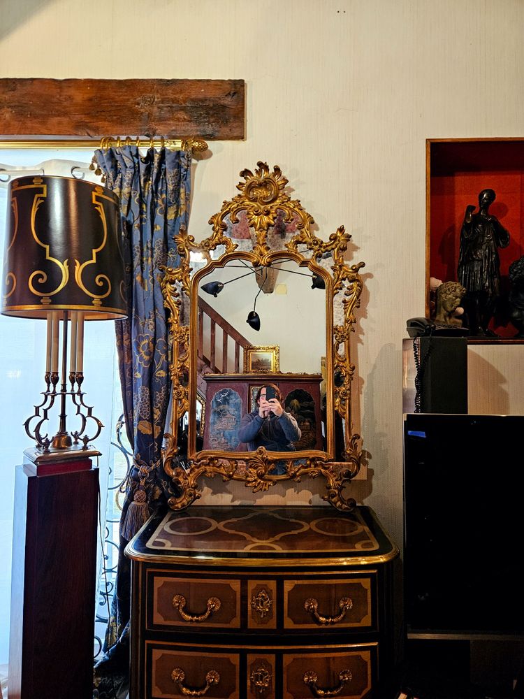 Large Gilded Mirror with St Louis XV Glazing Beads