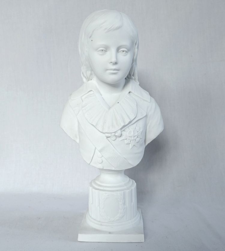 The Dauphin Louis XVII, royalist bust in porcelain biscuit - 32cm