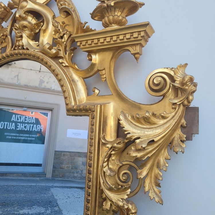 Large Gilded Wood Mirror, Tuscany, Mid-19th Century