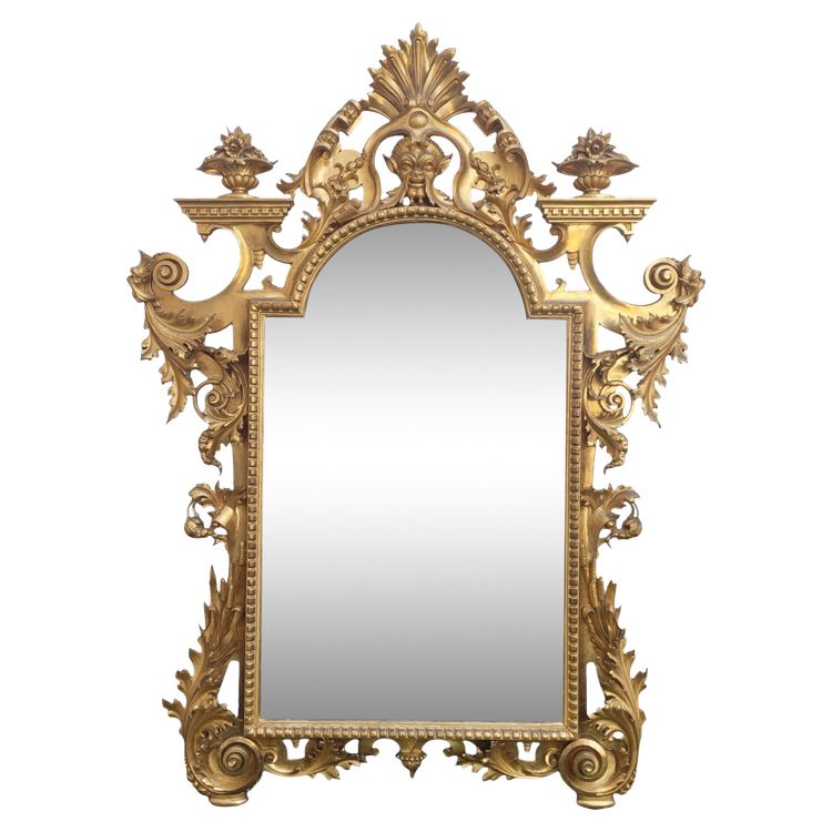 Large Gilded Wood Mirror, Tuscany, Mid-19th Century