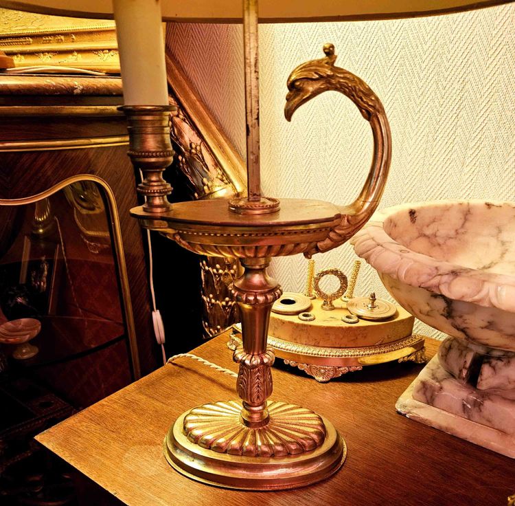 Lampe Bouillotte En Bronze Et Tôle Laquée