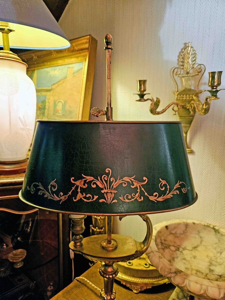 Lampe Bouillotte En Bronze Et Tôle Laquée