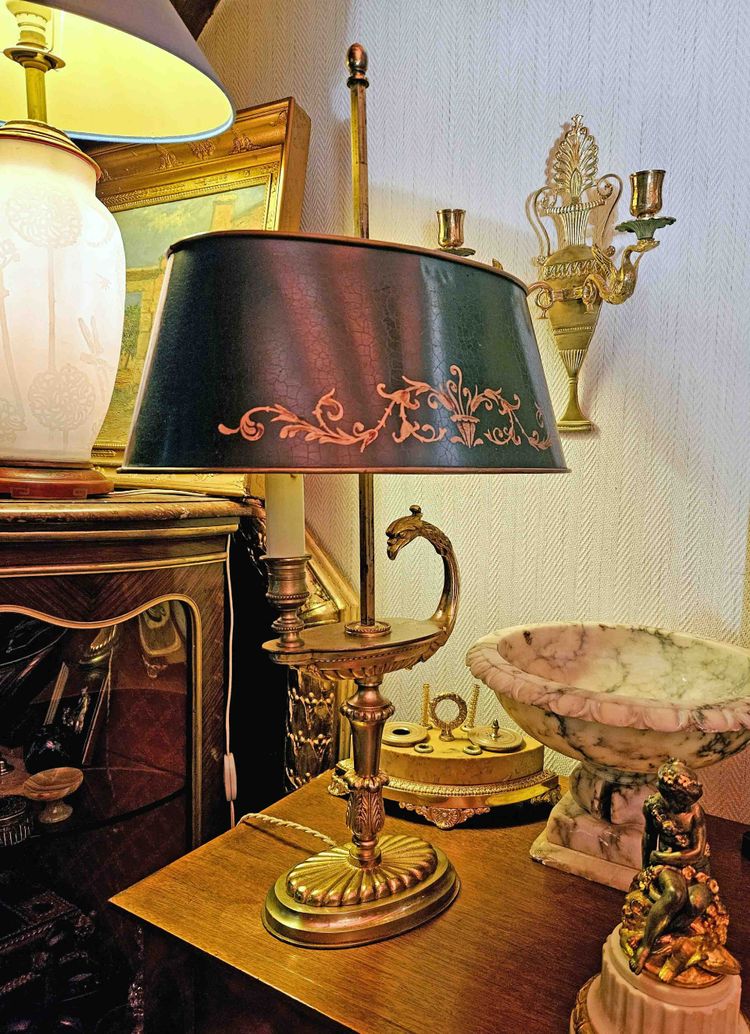 Lampe Bouillotte En Bronze Et Tôle Laquée