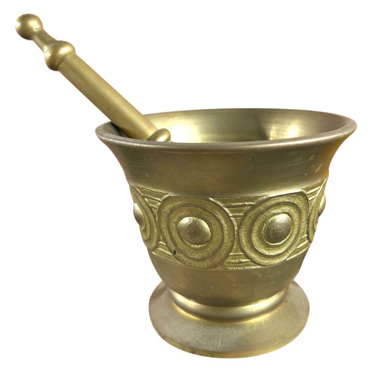 Bronze mortar with pestle – 19th century – Sculpted decoration