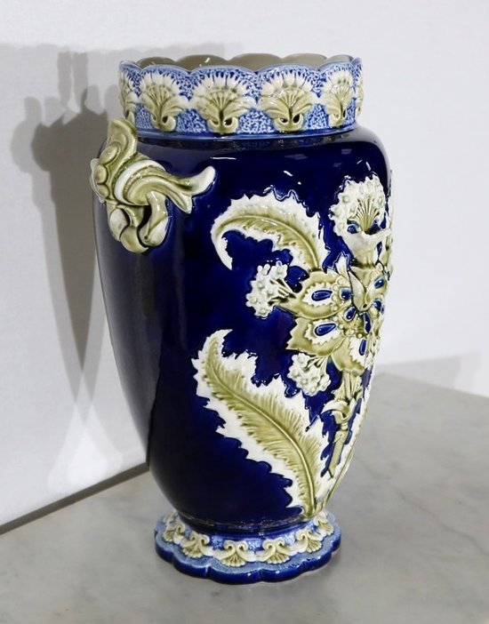  Important Earthenware Vase, Faïencerie de Fives Lille - Early XXth century