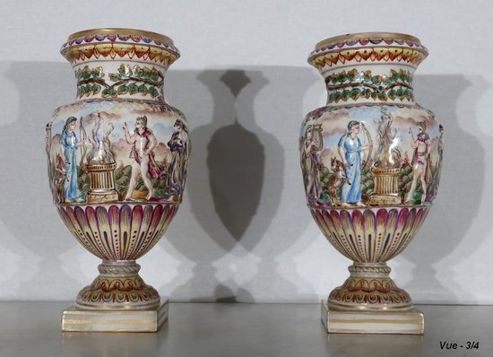  Pair of Vases of Capodimonte - End of XIXth century